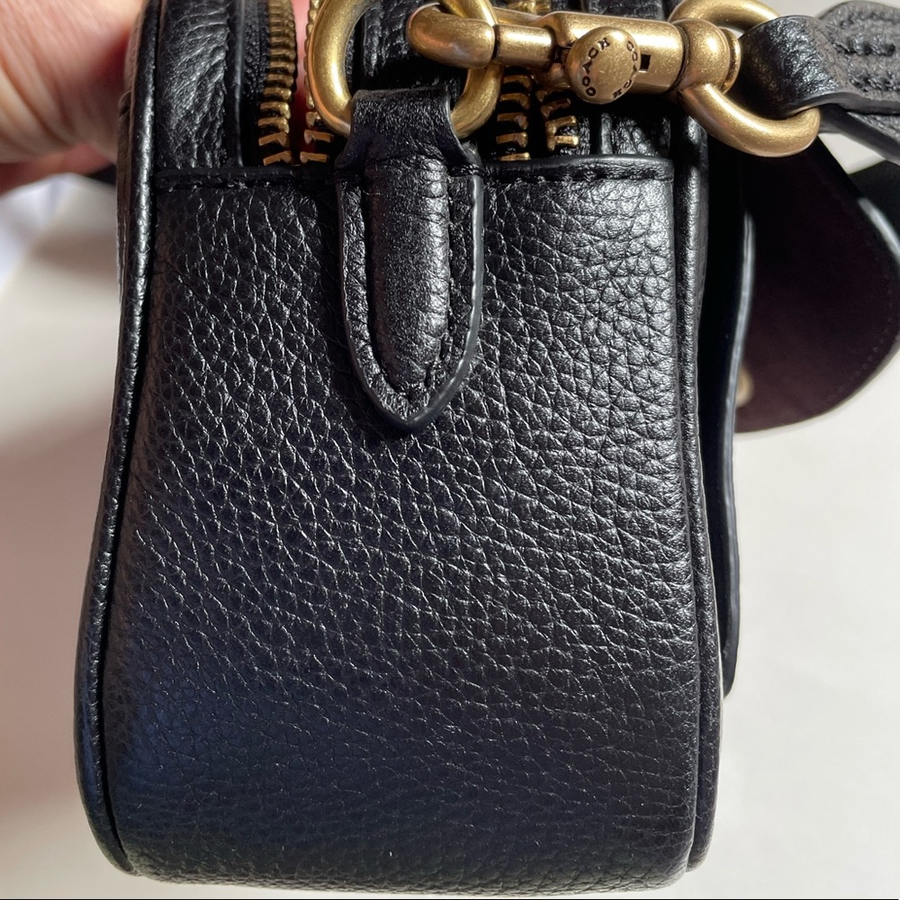 Coach Black Leather Crossbody Camera Bag with Gold Hardware - Picture 6 of 15
